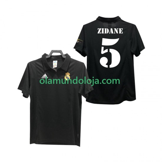 Camisola Real Madrid ZIDANE 5 2003 Retro Homem Equipamento Segundo 2002 Manga Curta